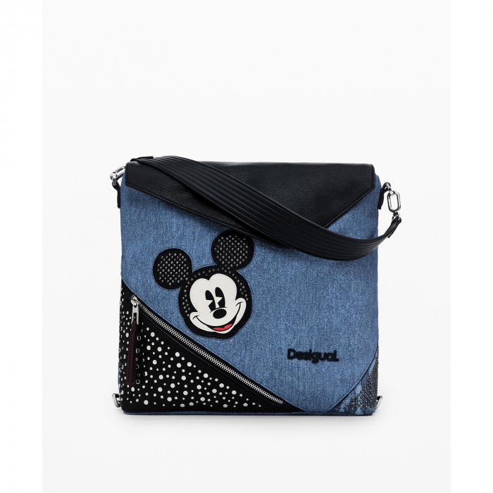Geanta si rucsac de dama, Desigual, seria Mickey Denim Edge Jersey, Albastru [3]