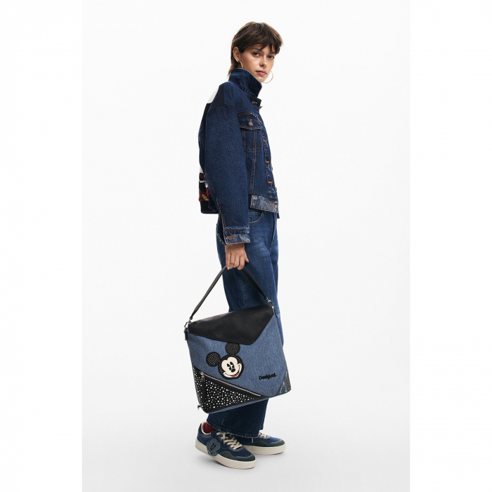 Geanta si rucsac de dama, Desigual, seria Mickey Denim Edge Jersey, Albastru [7]