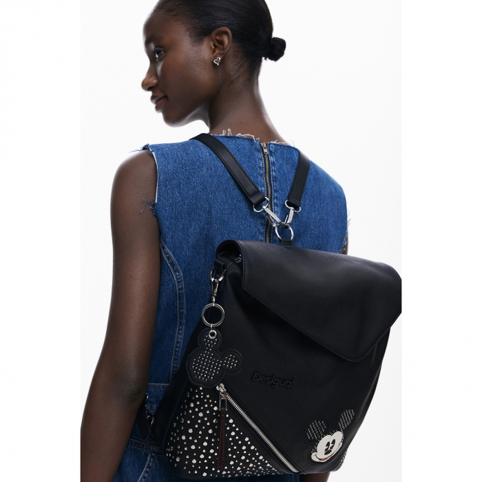 Geanta si rucsac de dama, Desigual, seria Mickey Studstyle Jersey, Negru [2]