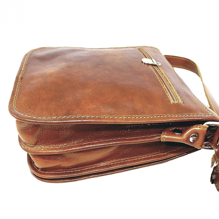 Gentuta unisex din piele naturala vachetta maro coniac S5552 [2]
