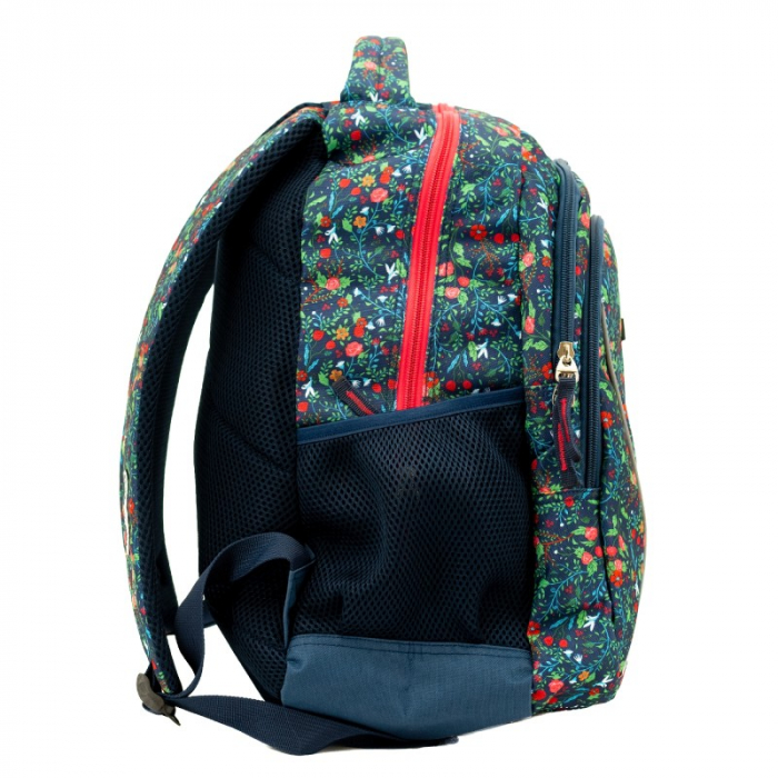 Ghiozdan scolar, Lamonza, model Bloom, 7-12 ani, Albastru/ Multicolor [5]
