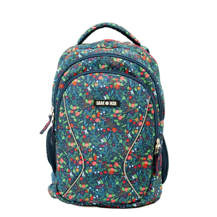 Ghiozdan scolar, Lamonza, model Bloom, 7-12 ani, Albastru/ Multicolor [2]