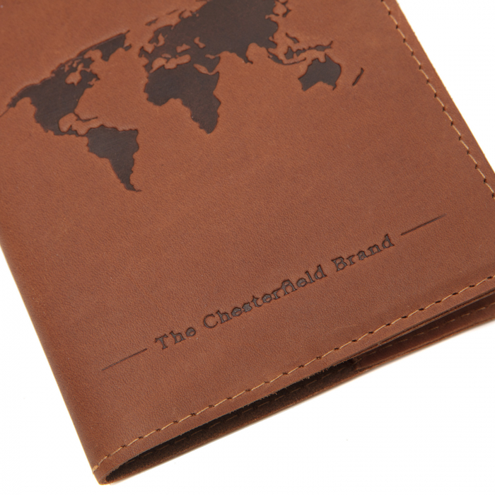 Coperta Husa pasaport, carnet sau brevet, din piele naturala, The Chesterfield Brand, Maro coniac [4]