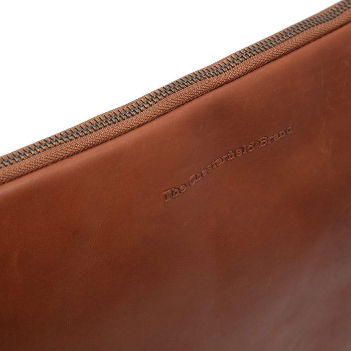 Mapa The Chesterfield Brand pentru acte si laptop 14 inch, din piele naturala, Clinton, Maro coniac [4]