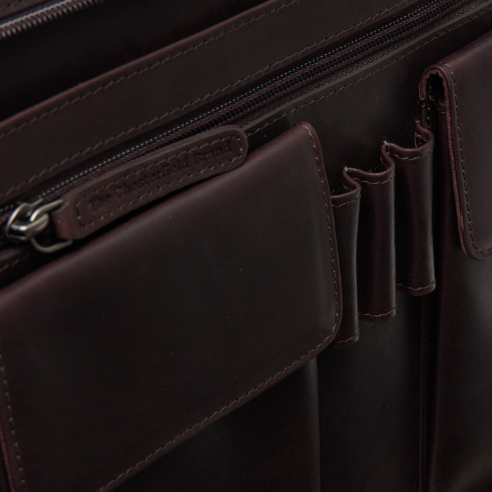 Mapa din piele naturala, The Chesterfield Brand, pentru acte si tableta, Moreton, Maro inchis [5]