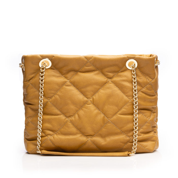 Geanta de umar, piele naturala model matlasat, Galben mustar [3]