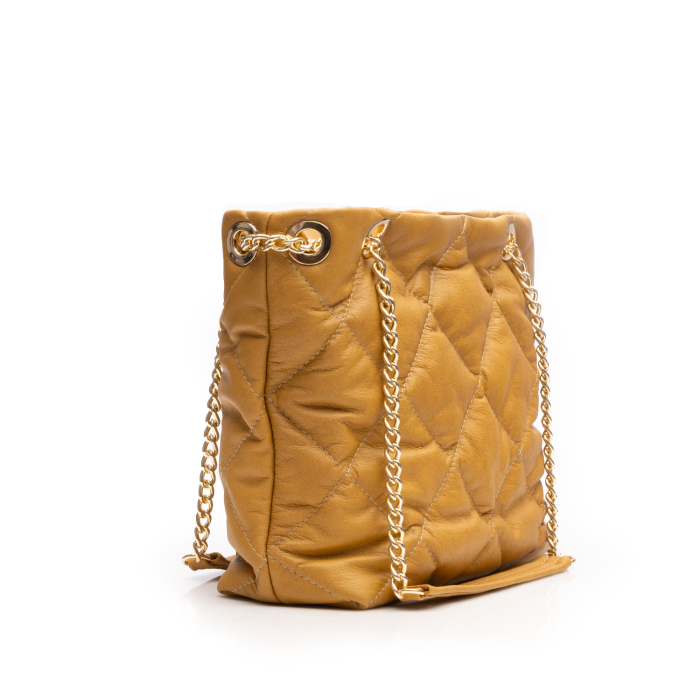 Geanta de umar, piele naturala model matlasat, Galben mustar [7]