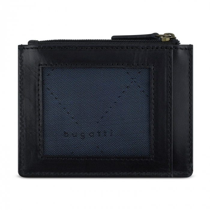 Mini portofel pentru carduri, piele naturala, bugatti seria Remo, 49239607, Negru [4]