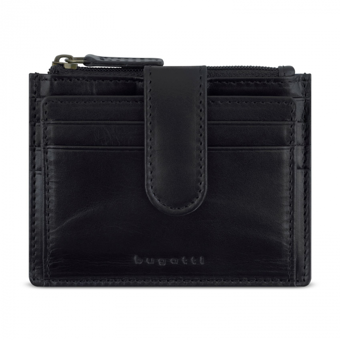 Mini portofel pentru carduri, piele naturala, bugatti seria Remo, 49239607, Negru [5]