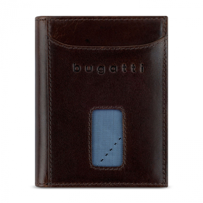 Mini portofel pentru carduri, piele naturala, bugatti seria Secure Slim, 491480R02, Maro [3]