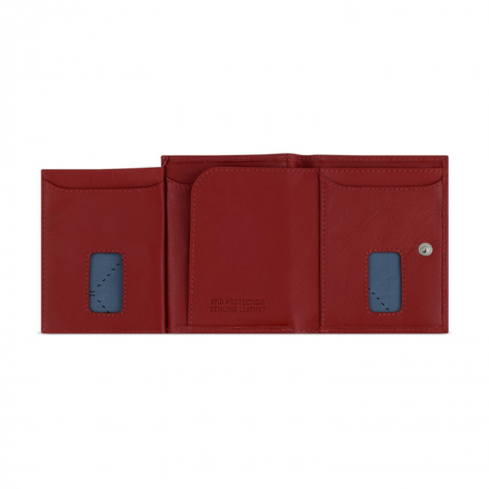 Mini portofel pentru carduri, piele naturala, bugatti seria Secure Slim, 491480R01, Rosu [2]