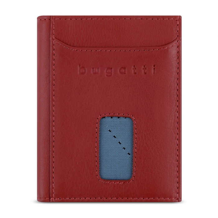 Mini portofel pentru carduri, piele naturala, bugatti seria Secure Slim, 491480R01, Rosu [3]