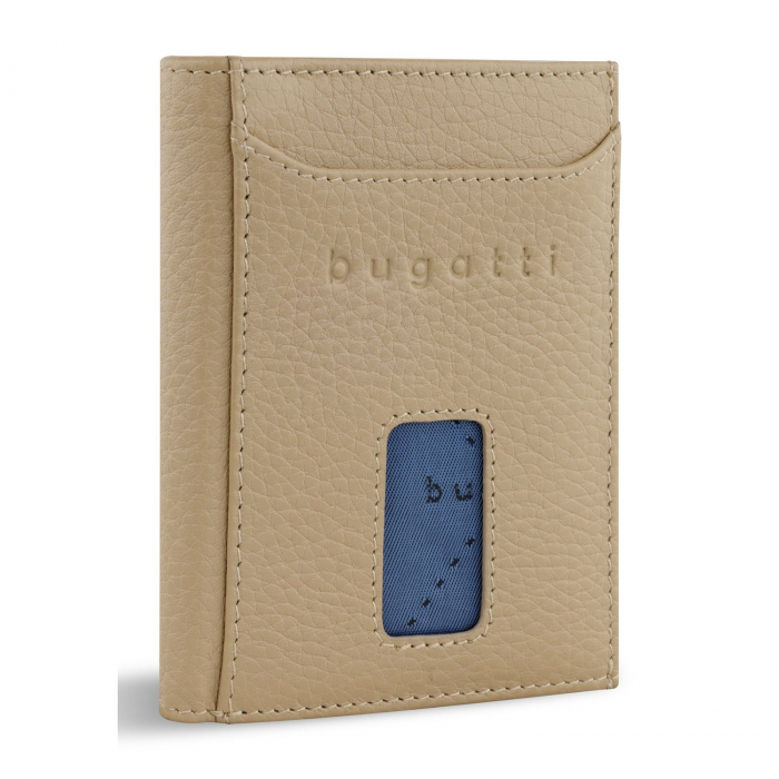 Mini portofel pentru carduri, piele naturala, bugatti seria Secure Slim, 491480R01, Bej [1]
