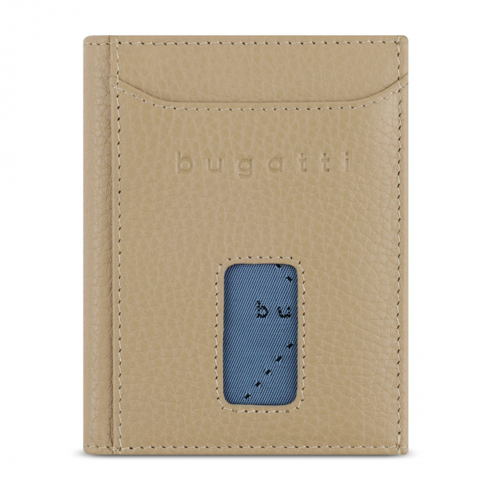 Mini portofel pentru carduri, piele naturala, bugatti seria Secure Slim, 491480R01, Bej [3]