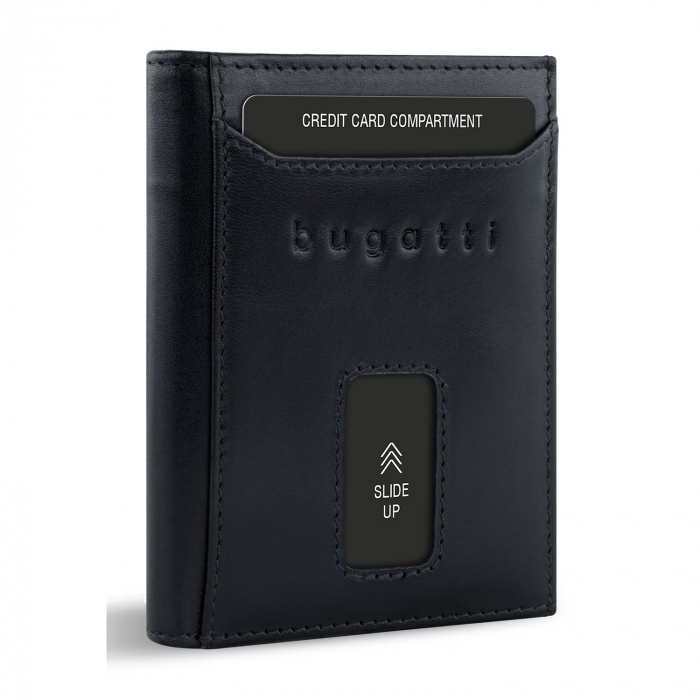 Mini portofel pentru carduri, piele naturala, bugatti seria Secure Slim, 491480R01, Negru [4]