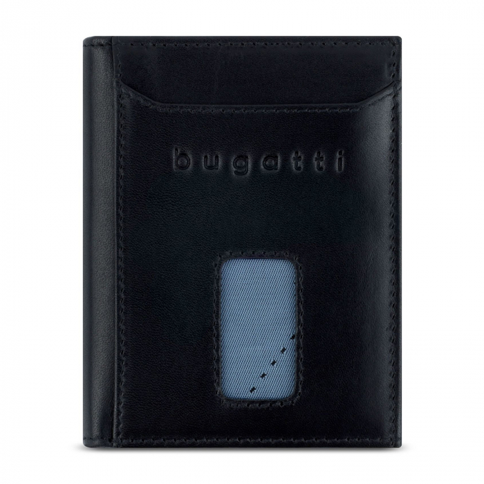 Mini portofel pentru carduri, piele naturala, bugatti seria Secure Slim, 491480R01, Negru [3]