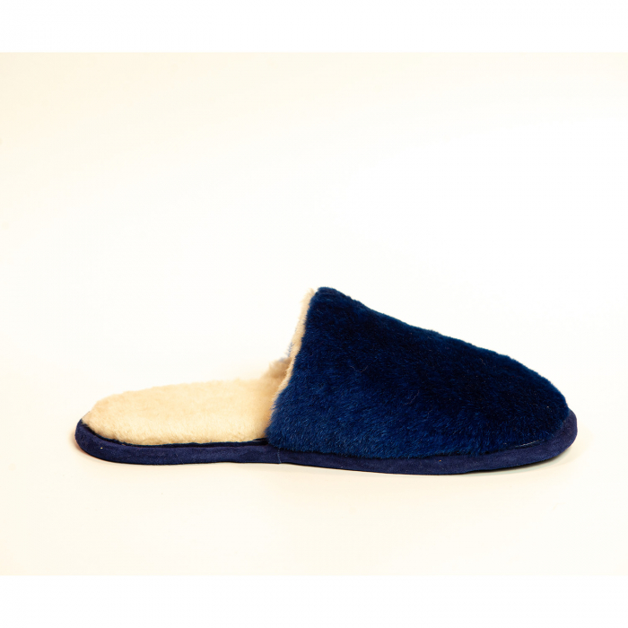 Papuci de casa din blana naturala de miel, confortabila, model unisex, Albastru regal [2]