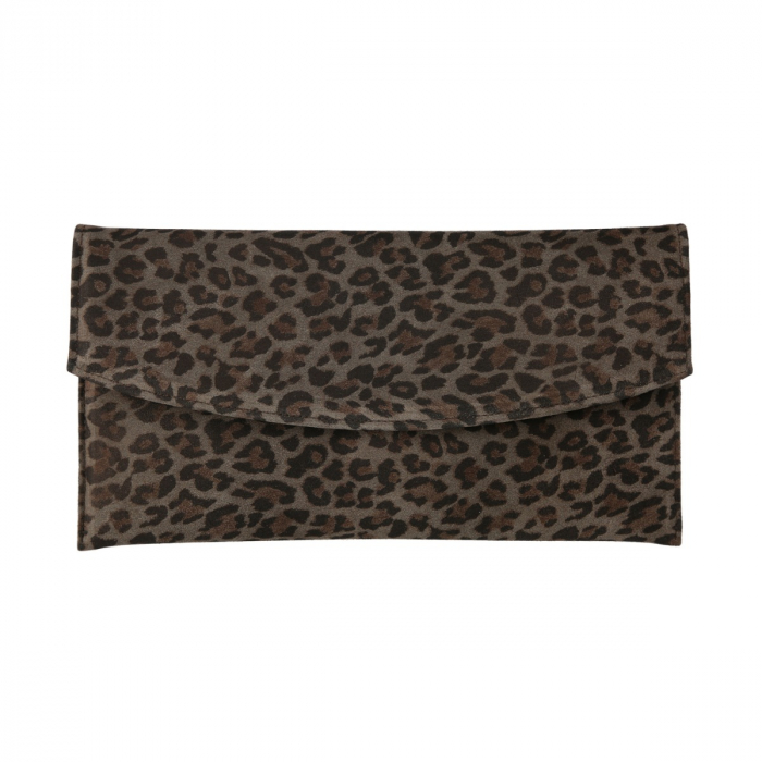 Plic de ocazie animal print din piele naturala gri inchis si negru [3]