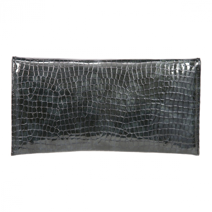 Plic de ocazie din piele croco lac in degrade verde petrol/negru [3]