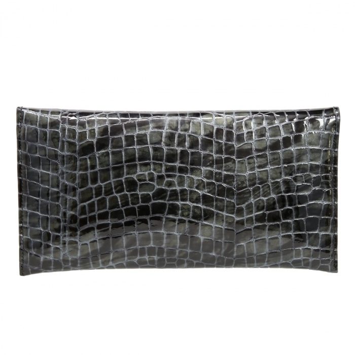 Plic de ocazie gri antracit din piele croco lac [3]