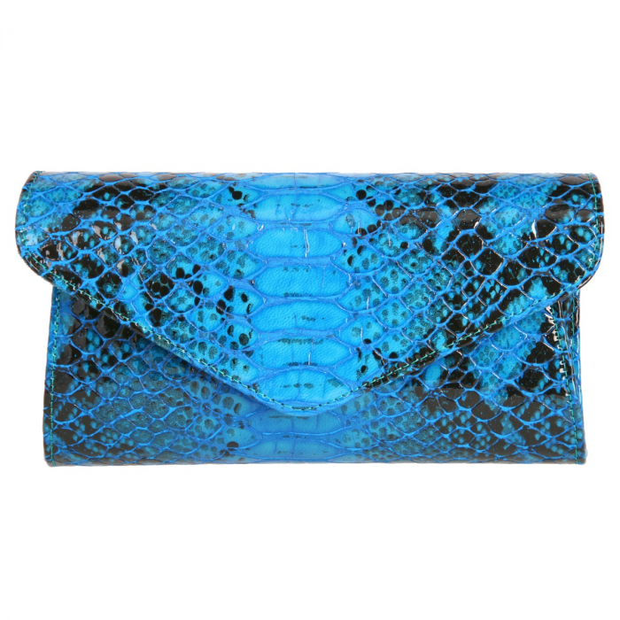 Plic elegant albastru piton din piele lacuita croco, model 08 [2]