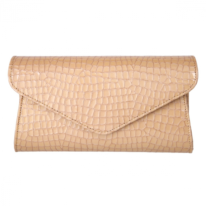 Plic elegant bej/nude din piele lacuita croco, model 08 [2]