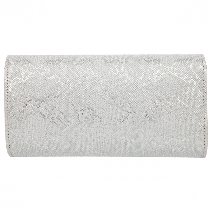 Plic elegant din piele naturala argintiu texturat, model 08 [3]