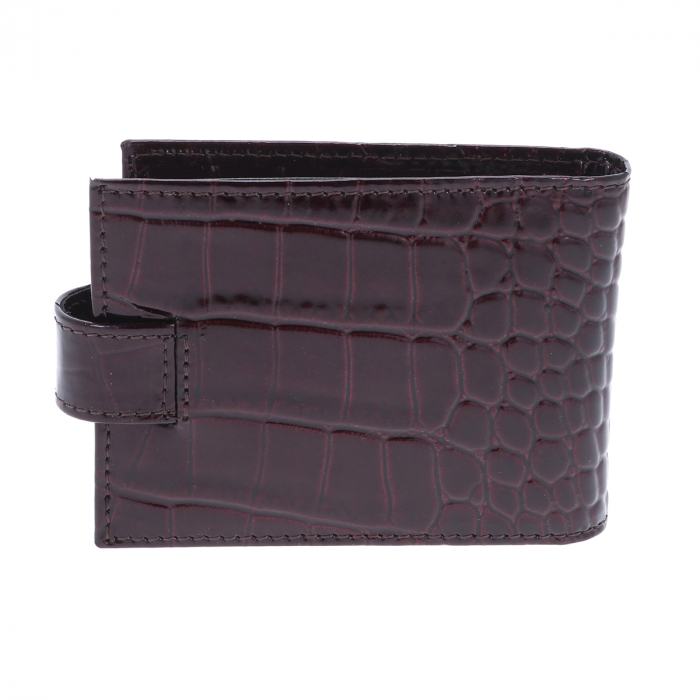 Port carduri din piele naturala, Eminsa, model 1517, Bordo croco [3]