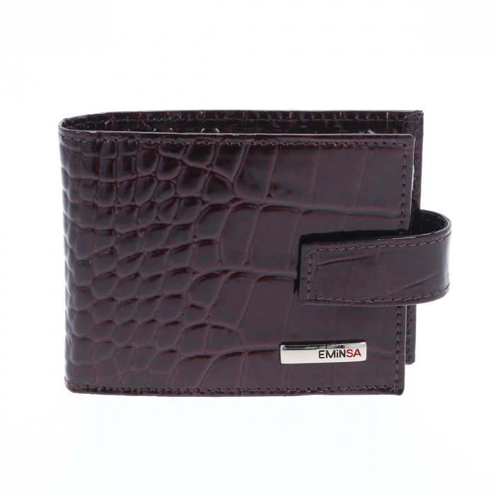 Port carduri din piele naturala, Eminsa, model 1517, Bordo croco [2]