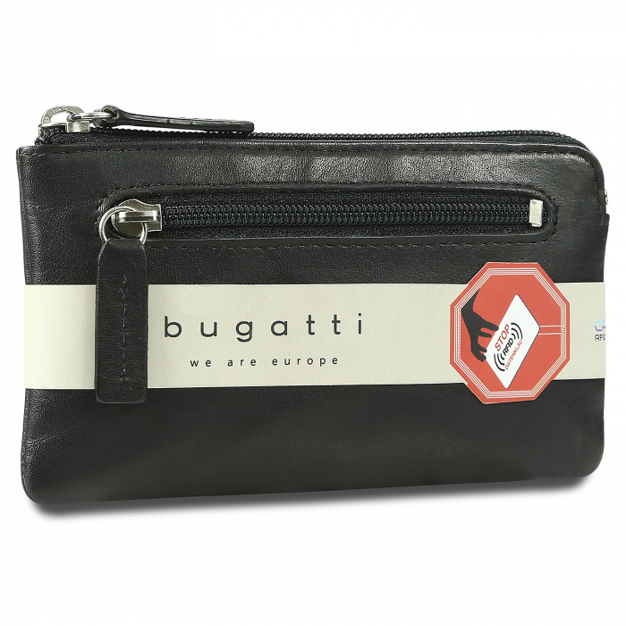 Port chei din piele naturala, bugatti, Primo RFID, Negru [6]