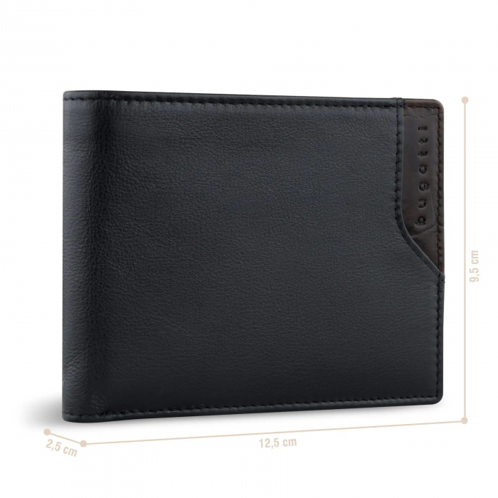 Portofel barbati din piele naturala, bugatti, seria Corso Deluxe, cu protectie anti scanare RFID, Negru [3]
