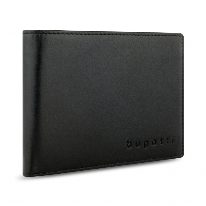 Portofel barbati din piele naturala, bugatti, seria Super Slim, cu protectie anti scanare RFID, Negru [2]