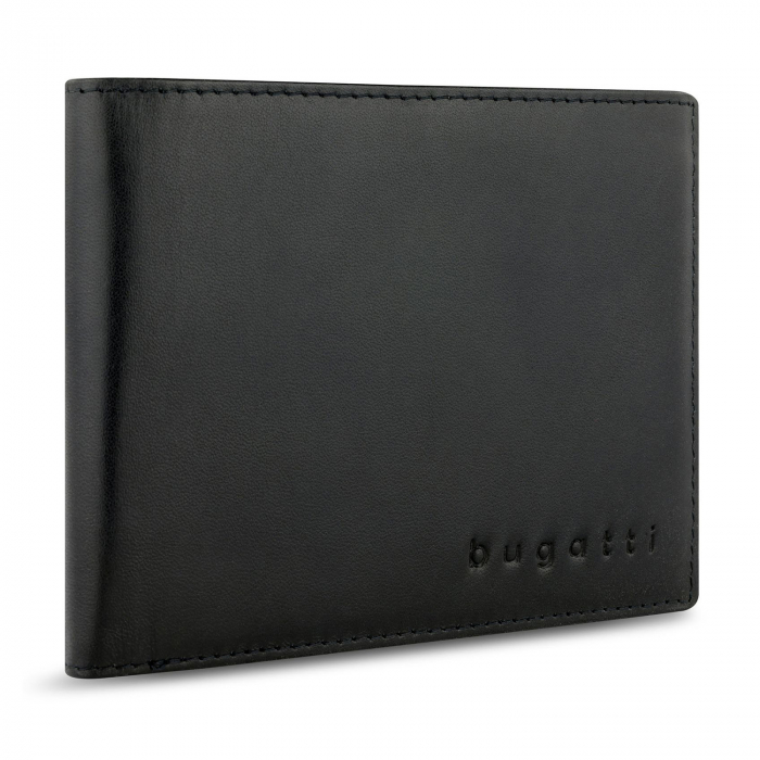 Portofel barbati din piele naturala, bugatti, seria Super Slim, cu protectie RFID, Negru [2]