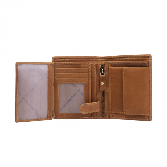Portofel barbati din piele naturala, The Chesterfield Brand, Ethel, cu protectie anti scanare RFID, Maro coniac [5]