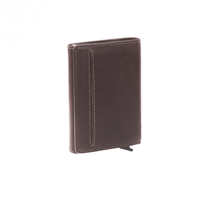 Portofel unisex cu suport pentru carduri, din piele naturala, The Chesterfield Brand, Lancaster, cu protectie anti scanare RFID, Maro inchis [3]