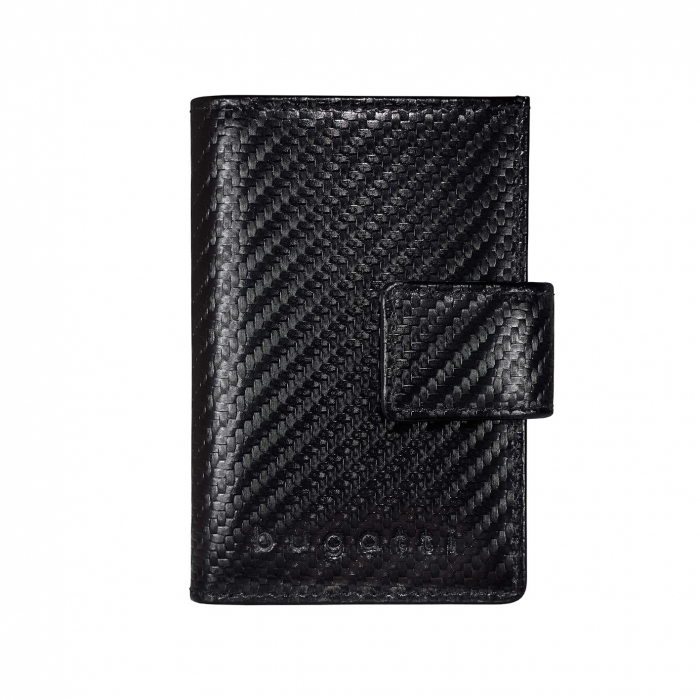 Portcarduri securizat, din piele naturala, cu protectie RFID, bugatti, seria Secure Smart Deluxe, Negru carbon [1]