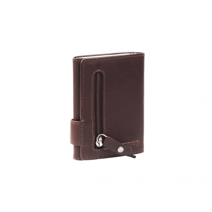 Portofel unisex cu suport pentru carduri, din piele naturala, The Chesterfield Brand, Leicester, cu protectie anti scanare RFID, Maro inchis [2]