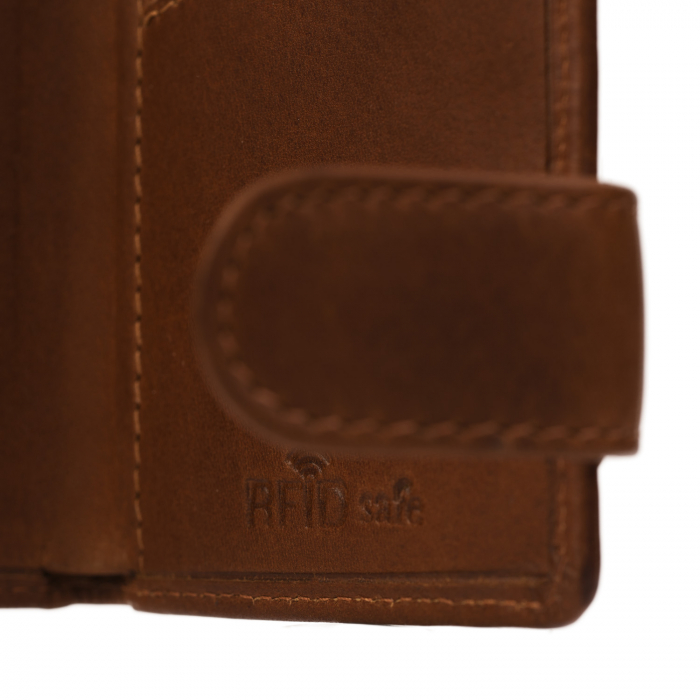 Portofel unisex cu suport pentru carduri, din piele naturala, The Chesterfield Brand, Leicester, cu protectie anti scanare RFID, Maro coniac [4]