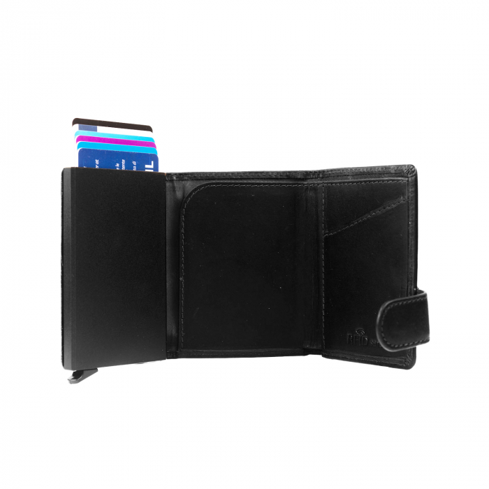 Portofel unisex cu suport pentru carduri, din piele naturala, The Chesterfield Brand, Leicester, cu protectie anti scanare RFID, Negru [5]