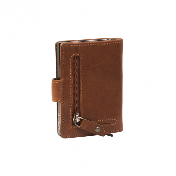 Portofel unisex cu suport pentru carduri, din piele naturala, The Chesterfield Brand, Loughton, cu protectie RFID, Maro coniac [3]
