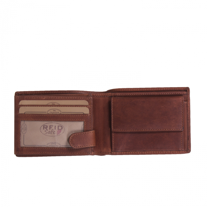 Portofel barbati din piele naturala, The Chesterfield Brand, Marvin, cu protectie anti scanare RFID, Maro coniac [3]