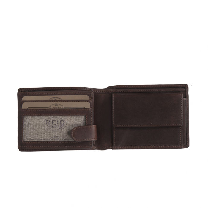 Portofel barbati din piele naturala, The Chesterfield Brand, Marvin, cu protectie anti scanare RFID, Maro inchis [4]