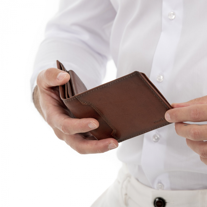 Portofel barbati, Gianni Conti, din piele naturala cu protectie anti scanare RFID, seria 4117111, Maro coniac [4]