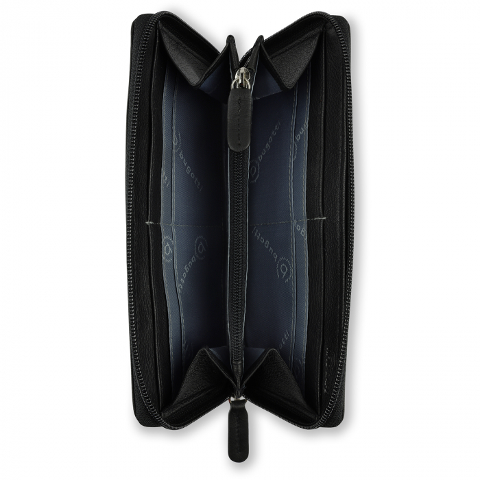 Portofel cu fermoar, bugatti, piele naturala, dama, seria Banda 601, Negru [2]