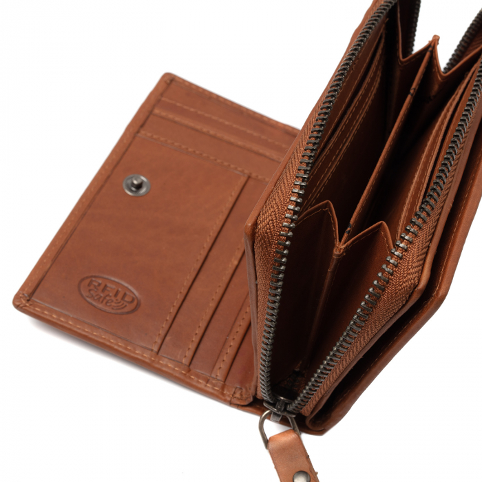 Portofel dama din piele naturala, The Chesterfield Brand, Dalma, cu protectie anti scanare RFID, Maro coniac [2]