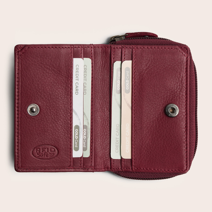 Portofel dama din piele naturala, The Chesterfield Brand, Floren, cu protectie anti scanare RFID, Visiniu [4]