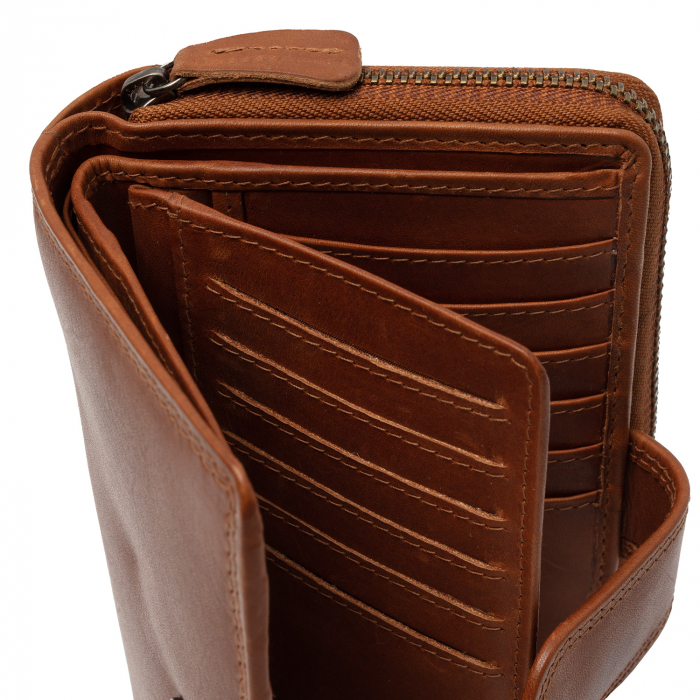 Portofel dama din piele naturala, The Chesterfield Brand, Charlotte, cu protectie anti scanare RFID, Maro coniac [3]