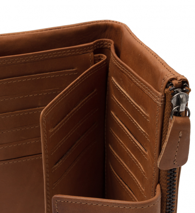 Portofel dama din piele naturala, The Chesterfield Brand, Landau, cu protectie anti scanare RFID, Maro coniac [3]