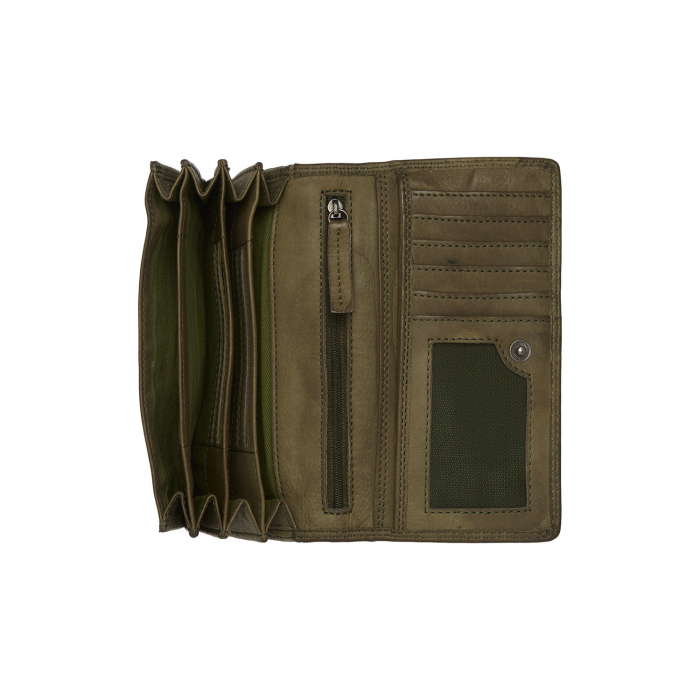 Portofel dama din piele naturala, The Chesterfield Brand, Lentini, cu protectie anti scanare RFID, Verde olive [2]