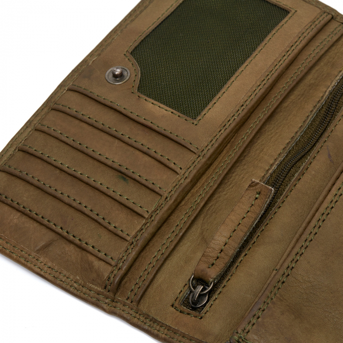 Portofel dama din piele naturala, The Chesterfield Brand, Lentini, cu protectie anti scanare RFID, Verde olive [5]